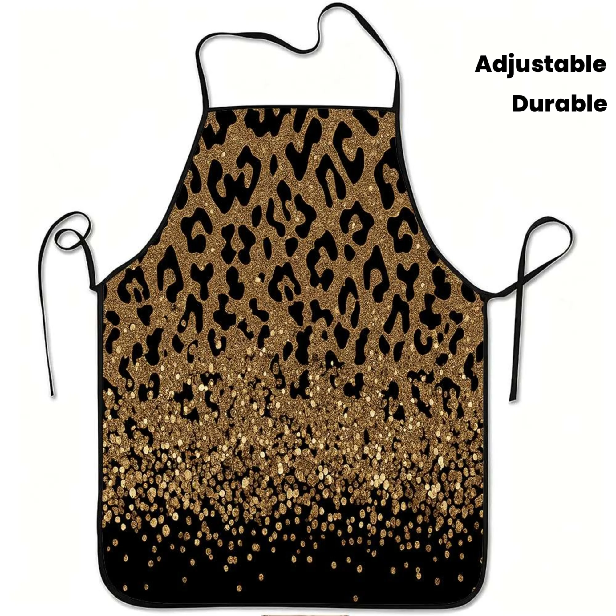 1pc Of A Shiny Leopard Print Apron With An Adjustable Belt, Suitable For Cooking In The Kitchen, Gardening, Fruit Picking, And A