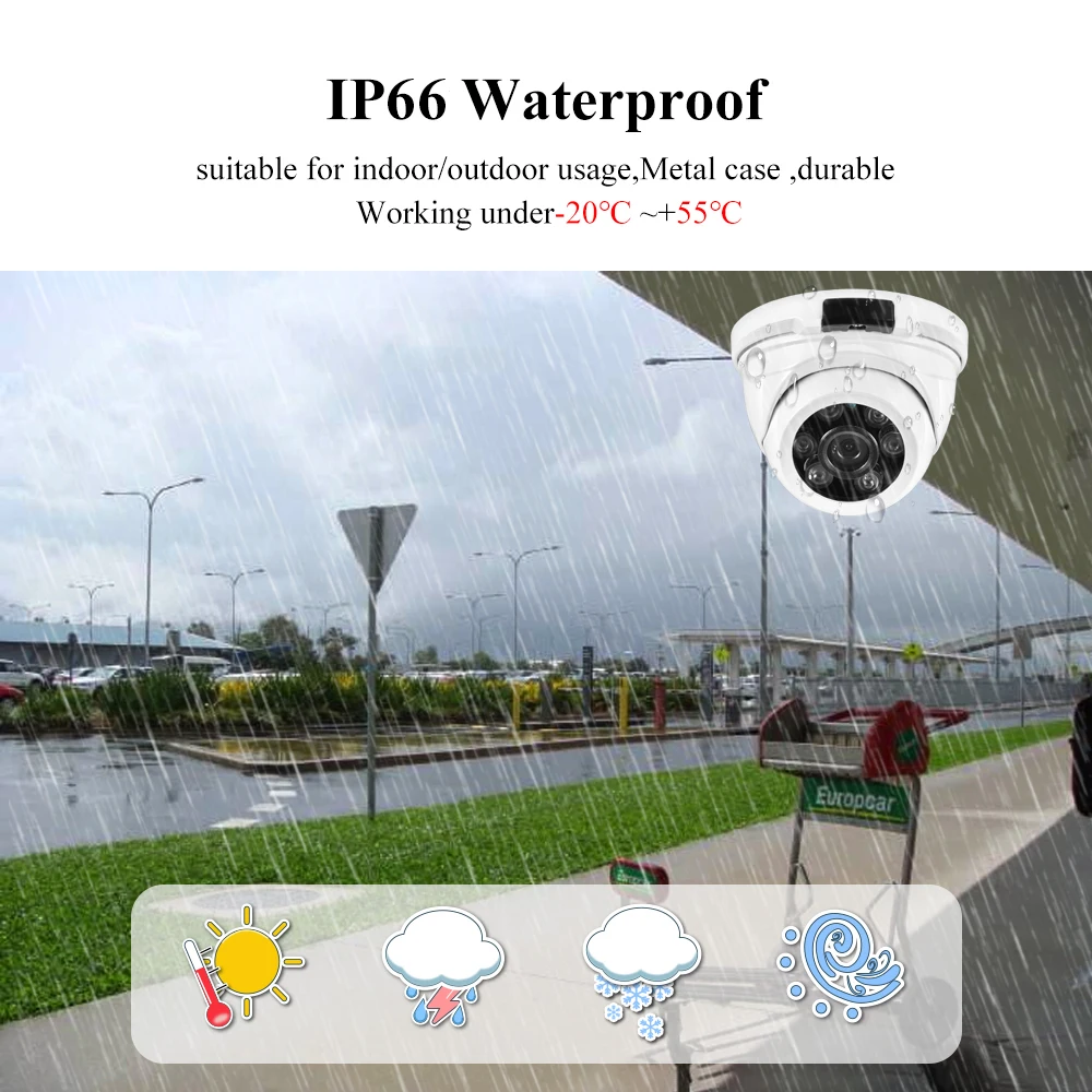 IP Camera Face Detection H.265 Video Baby Monitor Surveillance Outdoor Home CCTV Security Metal Dome Camera