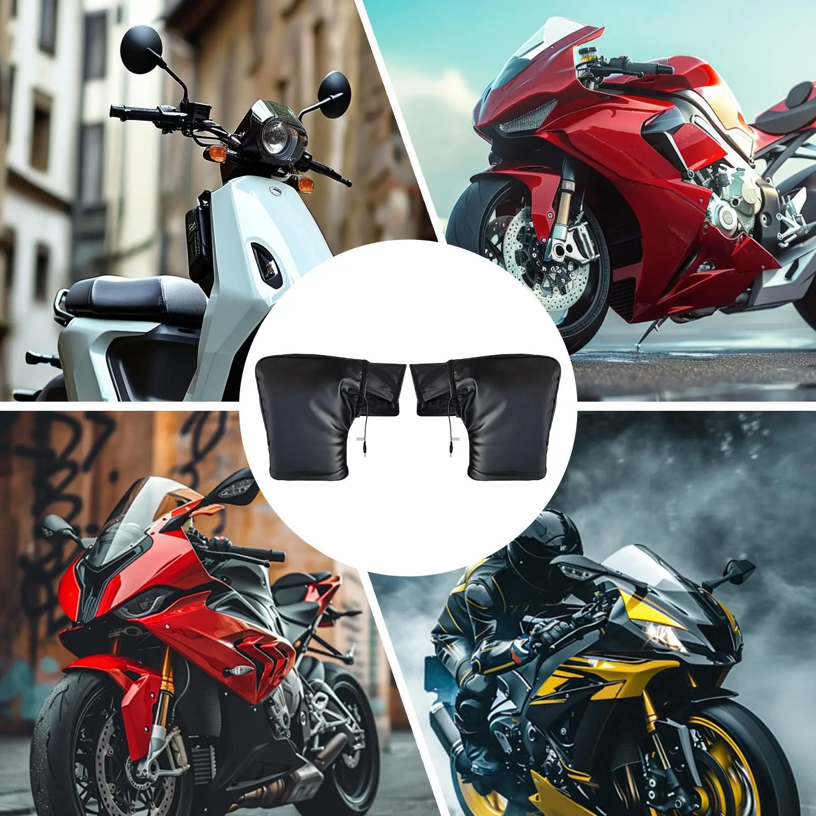 

Heated Motorcycle Handlebar Muffs Overheating Prevention Riding Gauntlets Motorcycle Handlebar Warmers Mittens For Scooters ATVs