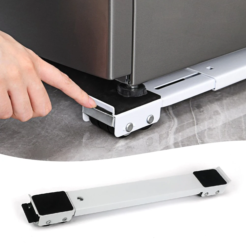 2PCS Adjustable Furniture Moving Roller Wheels for Washing Machine Refrigerator Stand with Bracket Rolling Base Wheels