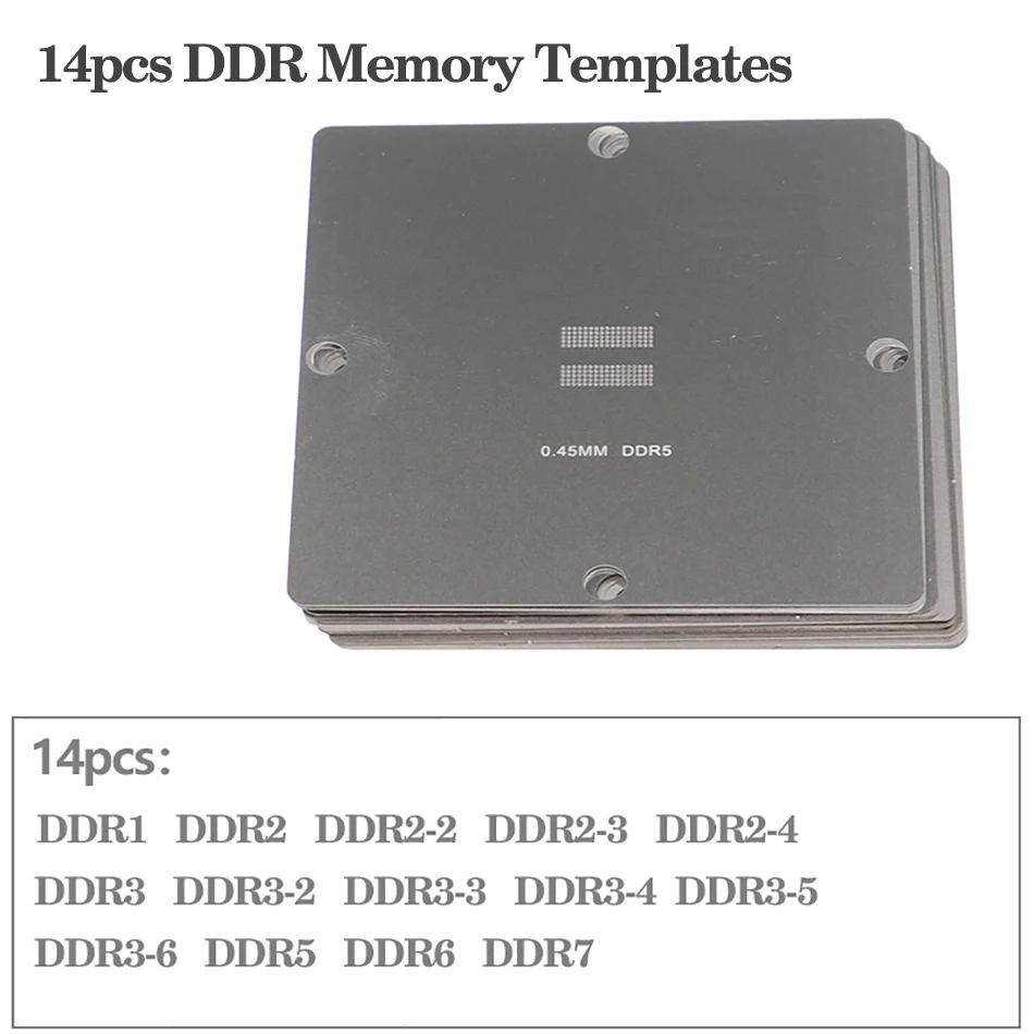 12/14/21 Stück BGA-Speichervorlage 90 mm x 90 mm DDR2-3 DDR3-2 DDR5 BGA96 BGA78 DDR4-Speicherchip-Reparaturschablone Leckage-Perlenvorrichtung