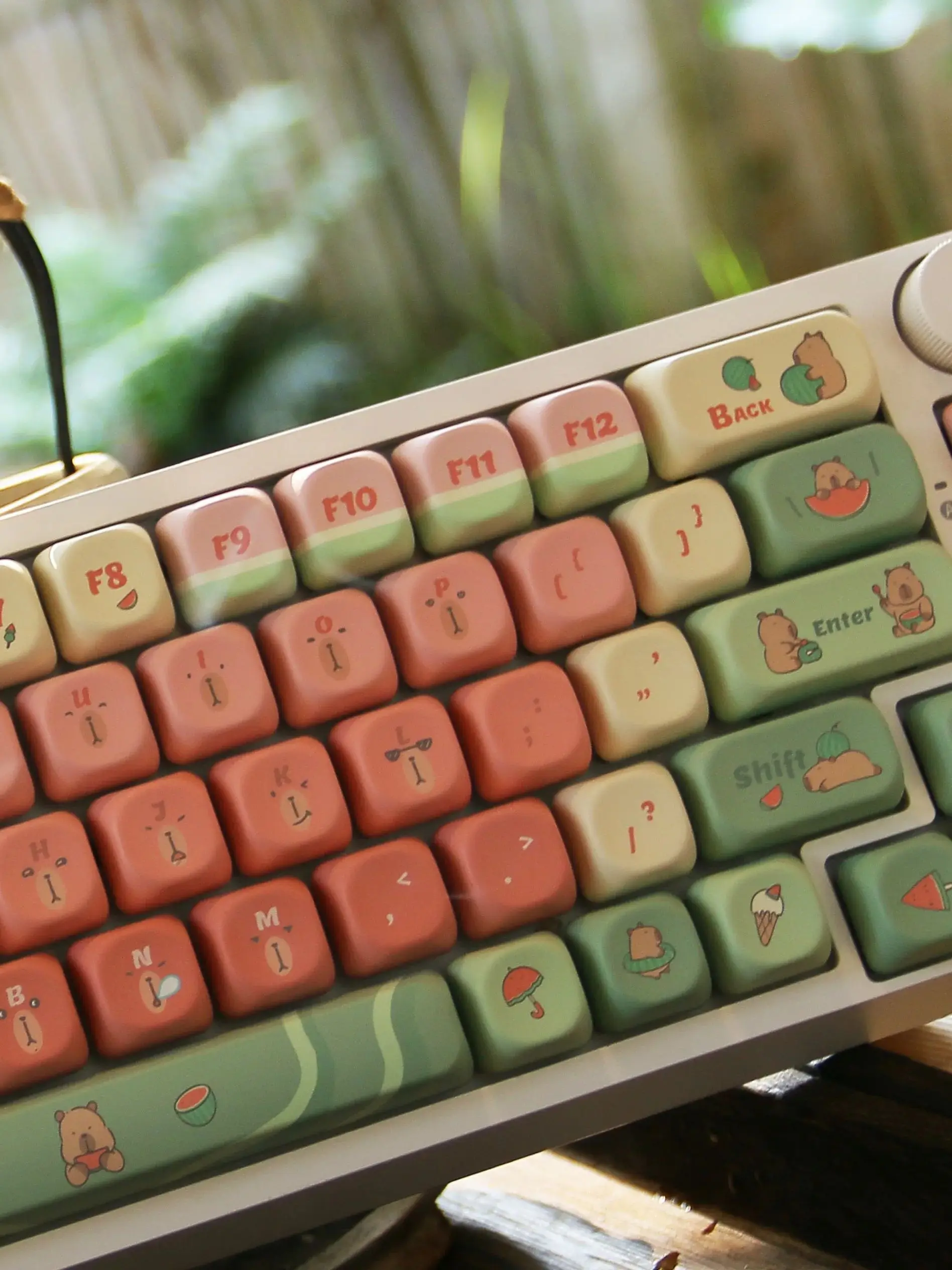 Capybara Watermelon MOA Profile Keycaps 131 Keys 5 Sides Dye Sub PBT Keycaps dla przełączników Gateron Cherry MX Klawiatury mechaniczne — zdjęcie produktu 7