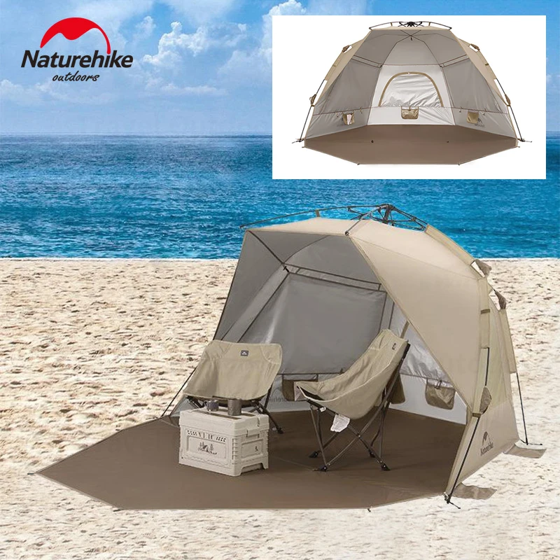 

Naturehike Automatic Beach Dome Tent Sun Shelter for 3-4 People Outdoor Camping Family Waterproof Sunshade 3.4kg Silver Coated