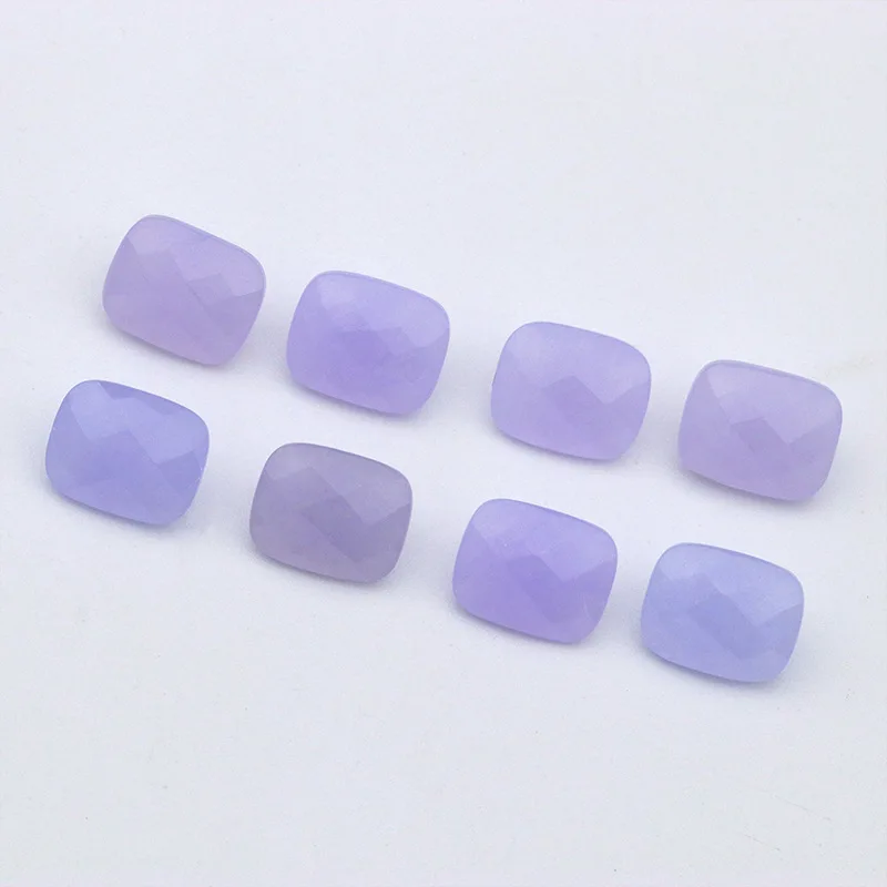 Natural Crystal Purple Agate Cushion Grid Faceted Flat Bottom Loose Gemstone For Ring Jewelry Inlay Matching Stone