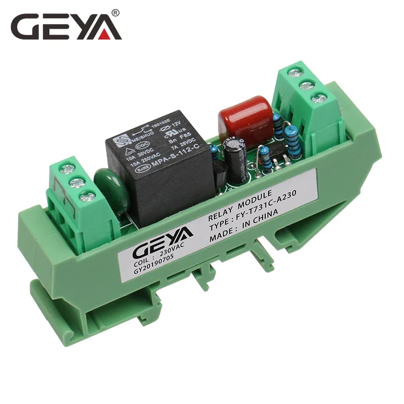 GEYA Din Rail Mounted 1 Channel Relay Module DC 5V 24V 12V 48V 110VAC 230VAC GSM Relay Control Timer Module