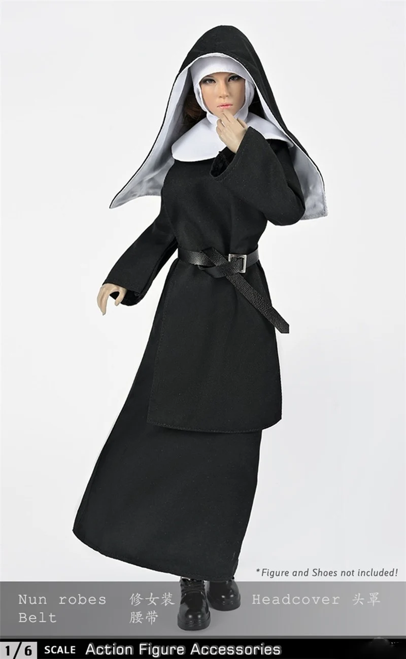 1/6 Scale Action Figure Doll Clothes Accessories Nun Robe Dress Outfit For 12