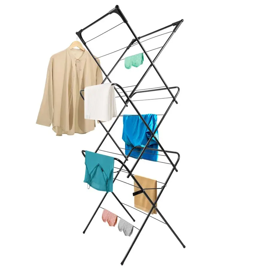 

Clothes Drying Rack Portable Collapsible Laundry Drying Rack Use for Indoor amp Outdoor Space Saving Black 54x24x17 Easy to Asse