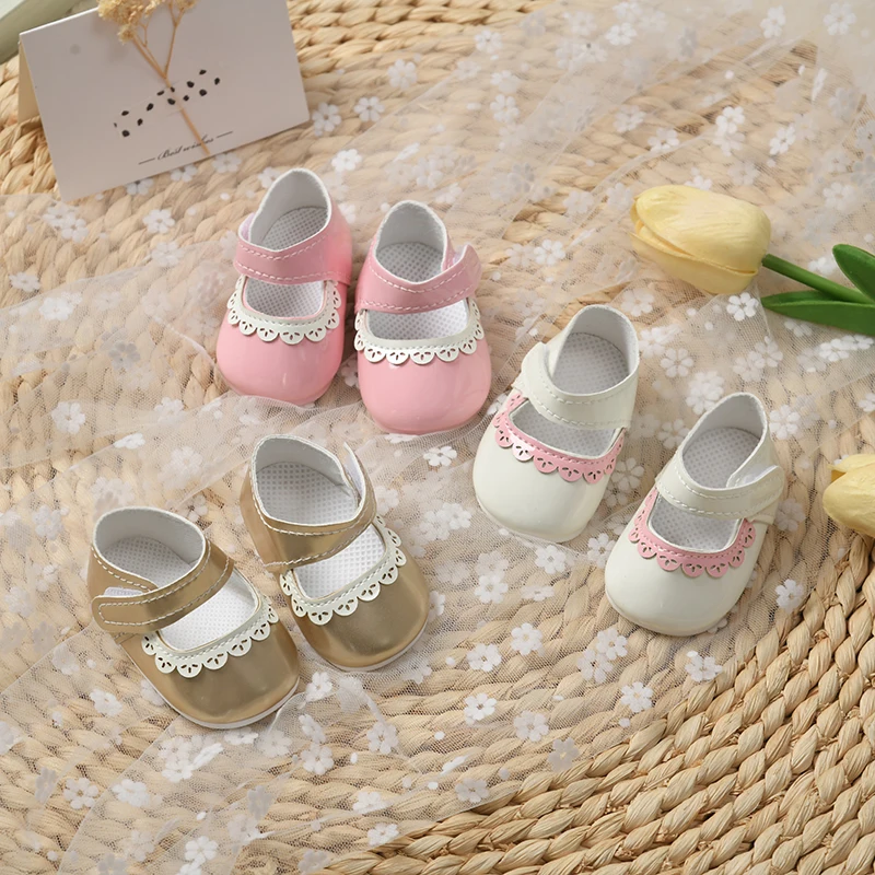 Hot Sale 7.5cm Doll Shoes For 21Inch American Reborn Dolls Pu Leather Shoes Fit 55cm New Baby DIY Dolls Accessories Gift