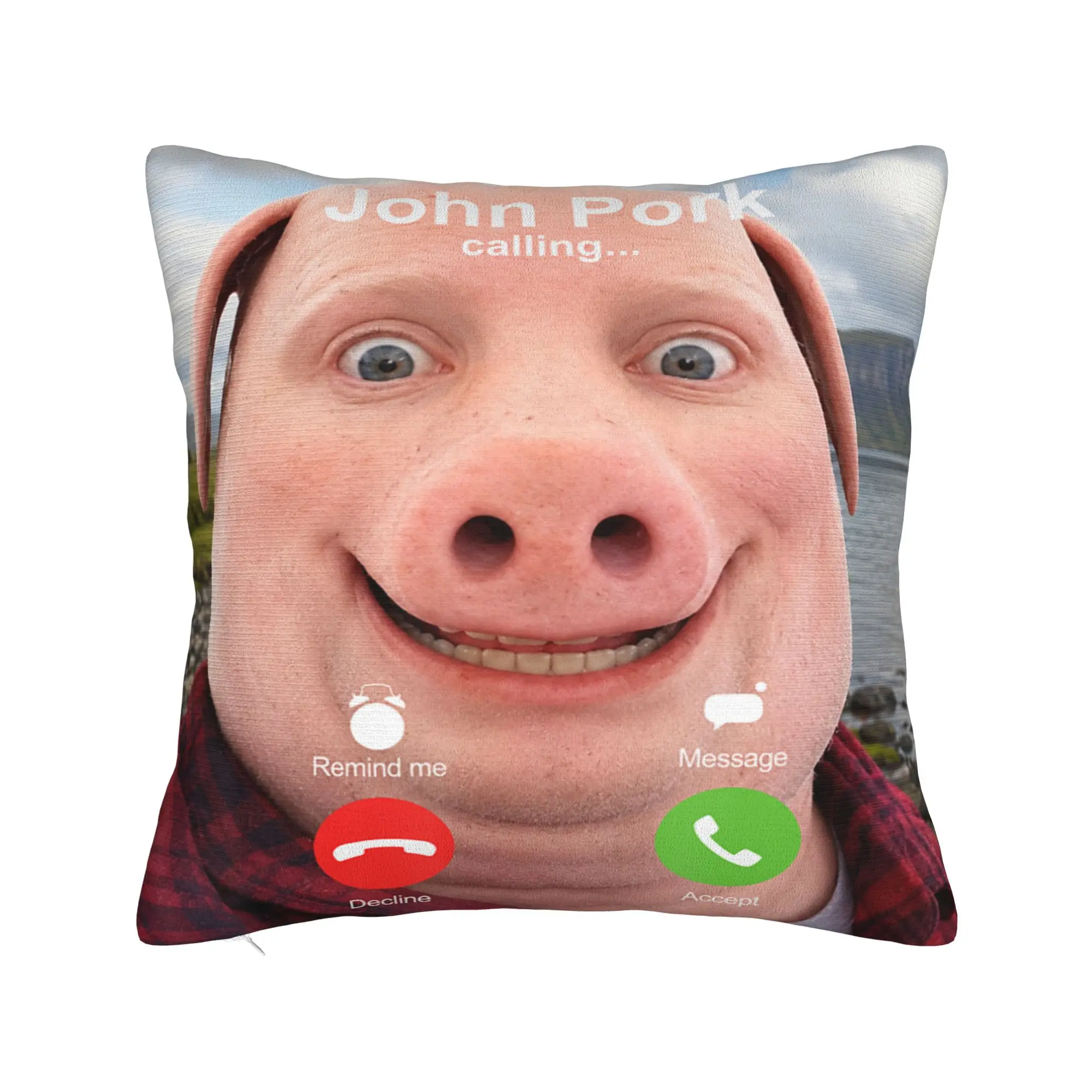 John Pork Calling Decline Accept Incoming Call John Pork Pillow Cover Retro Trendy Pillow Case For Living Room Chair Pillowcases