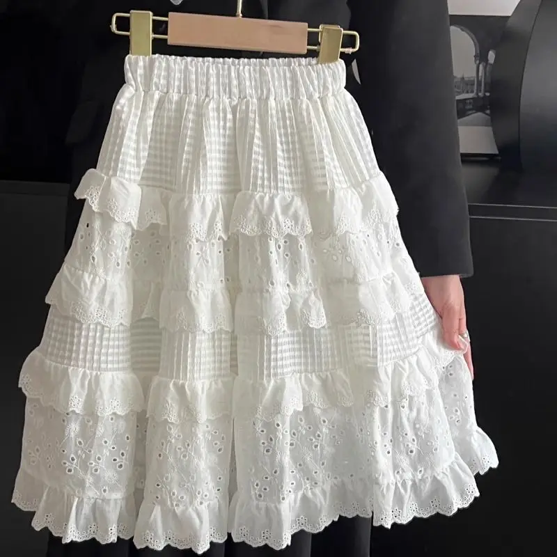 Girls\' Half Skirt Spring and Summer New Fashionable Princess Little Girl Half Skirt White Cake Skirt Big Children\'s Skirt