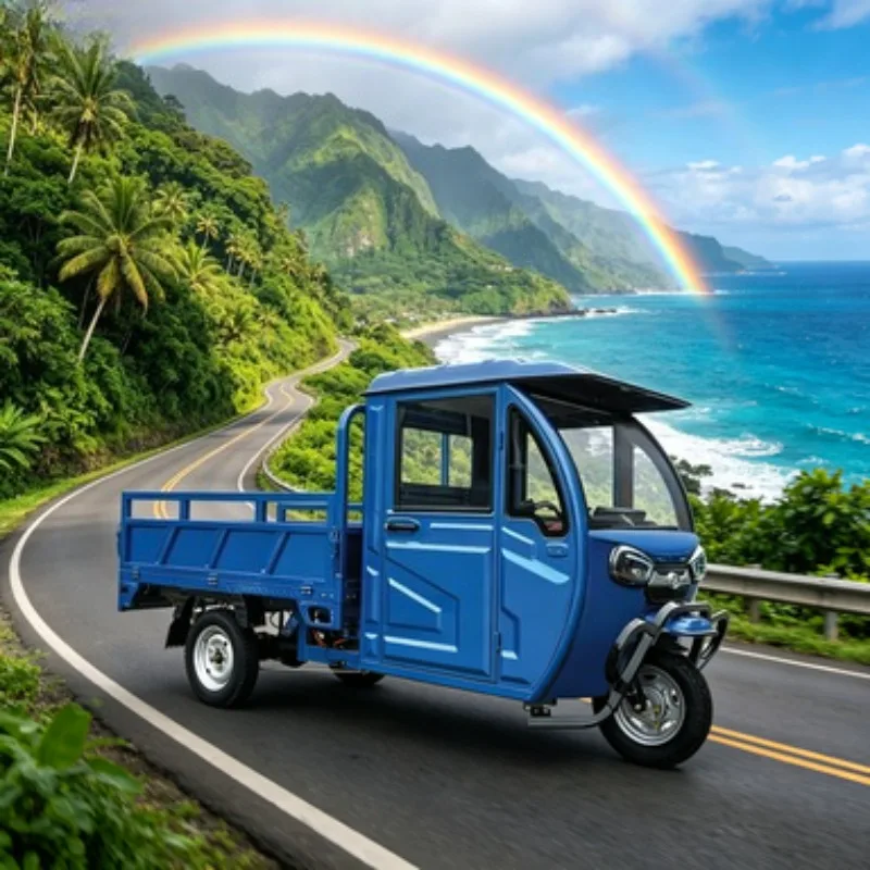 Mini Electric Cargo Tricycle 3 Wheel 60V 800W Open Body 400kg Payload for Small Farm Logistics Sale