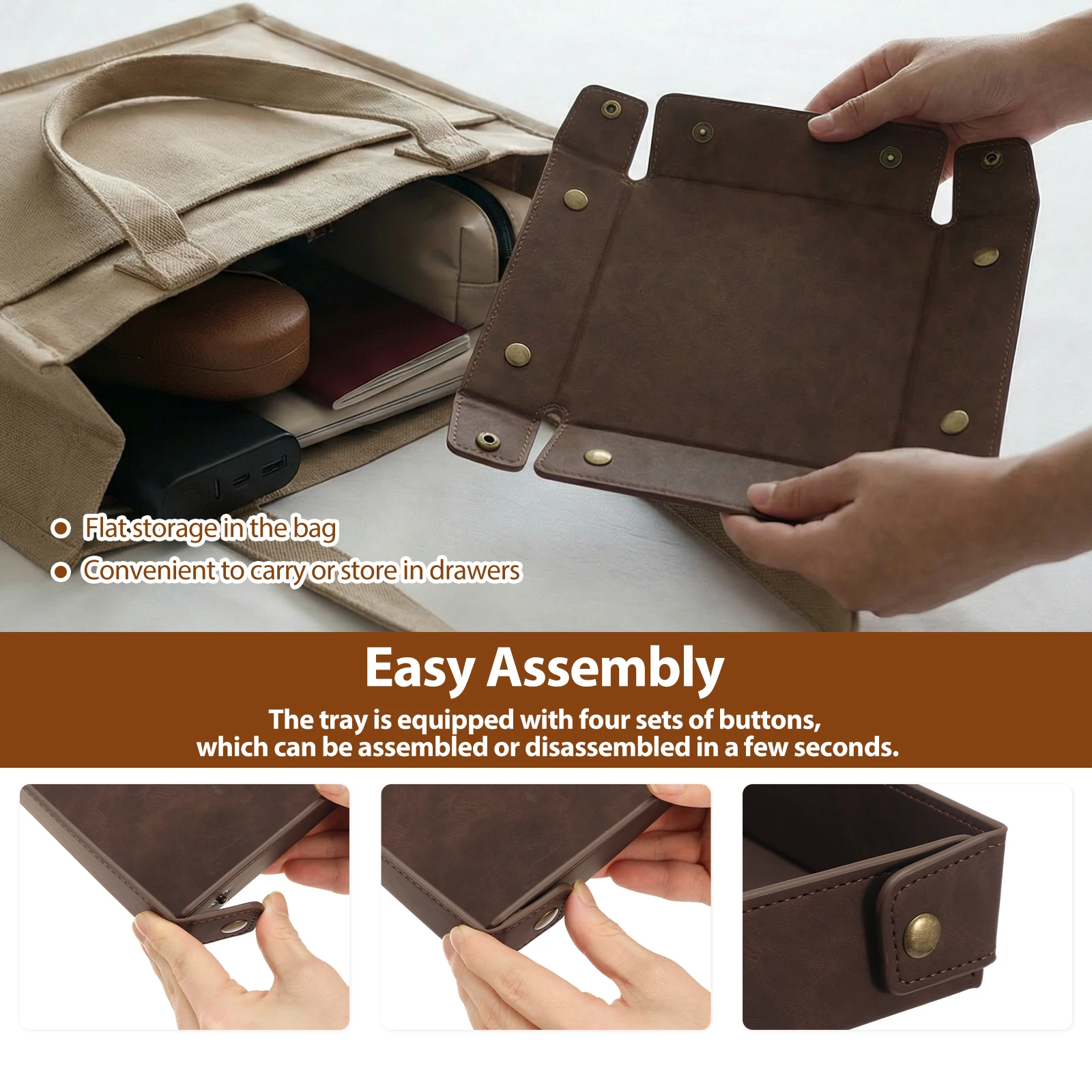 PU 가죽 발렛 트레이 휴대용 접이식 데스크탑 정리함 - Valet Tray Nightstand Organizer Leather 리뷰 및 가격