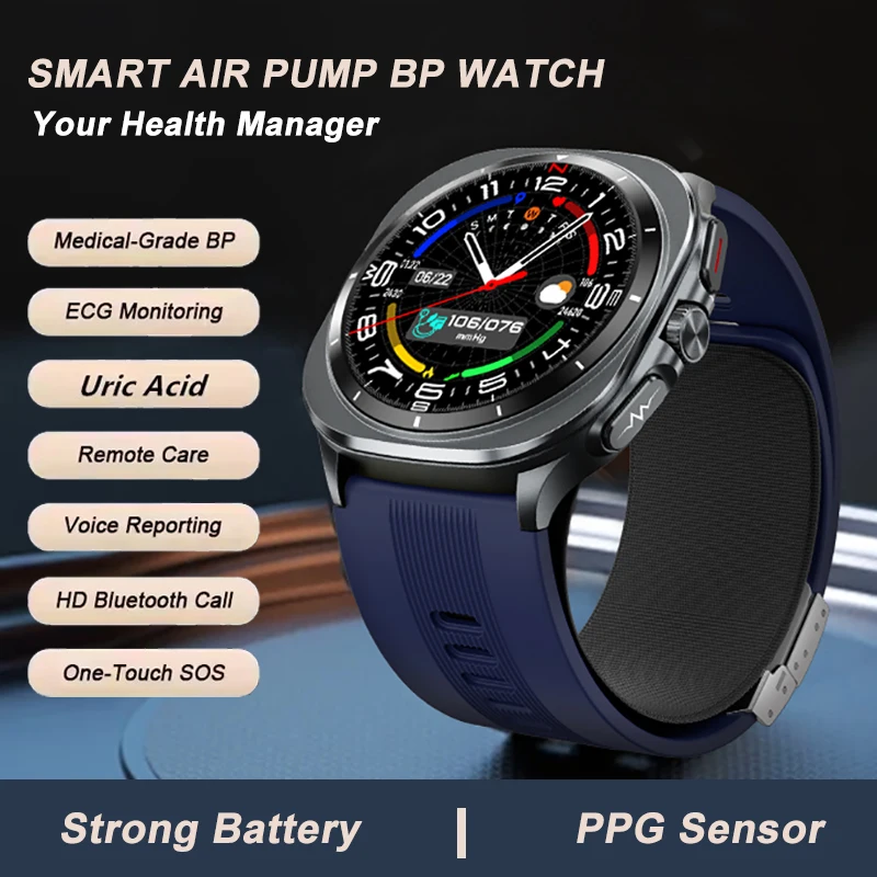 

New Health Track Smartwatch Men Women BT Call NFC Air Pump Airbag True Blood Pressure Health Measure Smart Watch Blood Oxygen