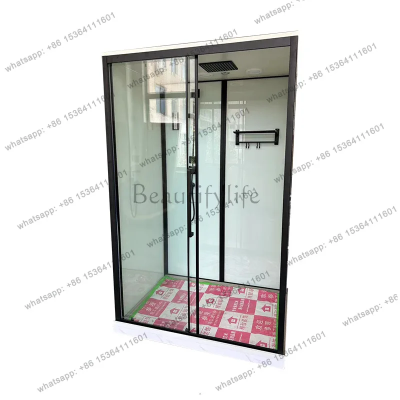 

Household integral shower room integrated black stainless steel top spray bathroom wet and dry