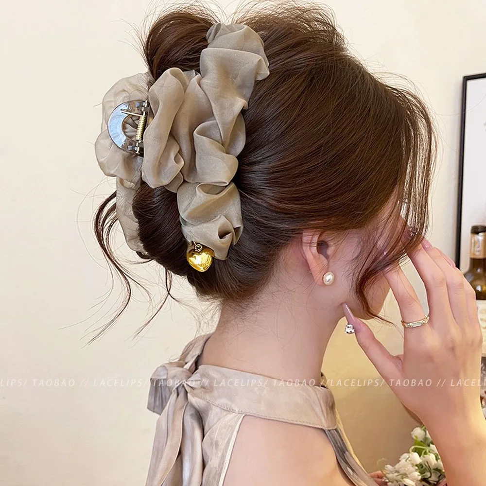 Cakar Rambut Keriput dan Kupu-kupu Rambut Tebal Jepit Rambut Merah Muda Manis Aksesori Rambut Modis Ekor Kuda Klip Rambut Klip Cakar