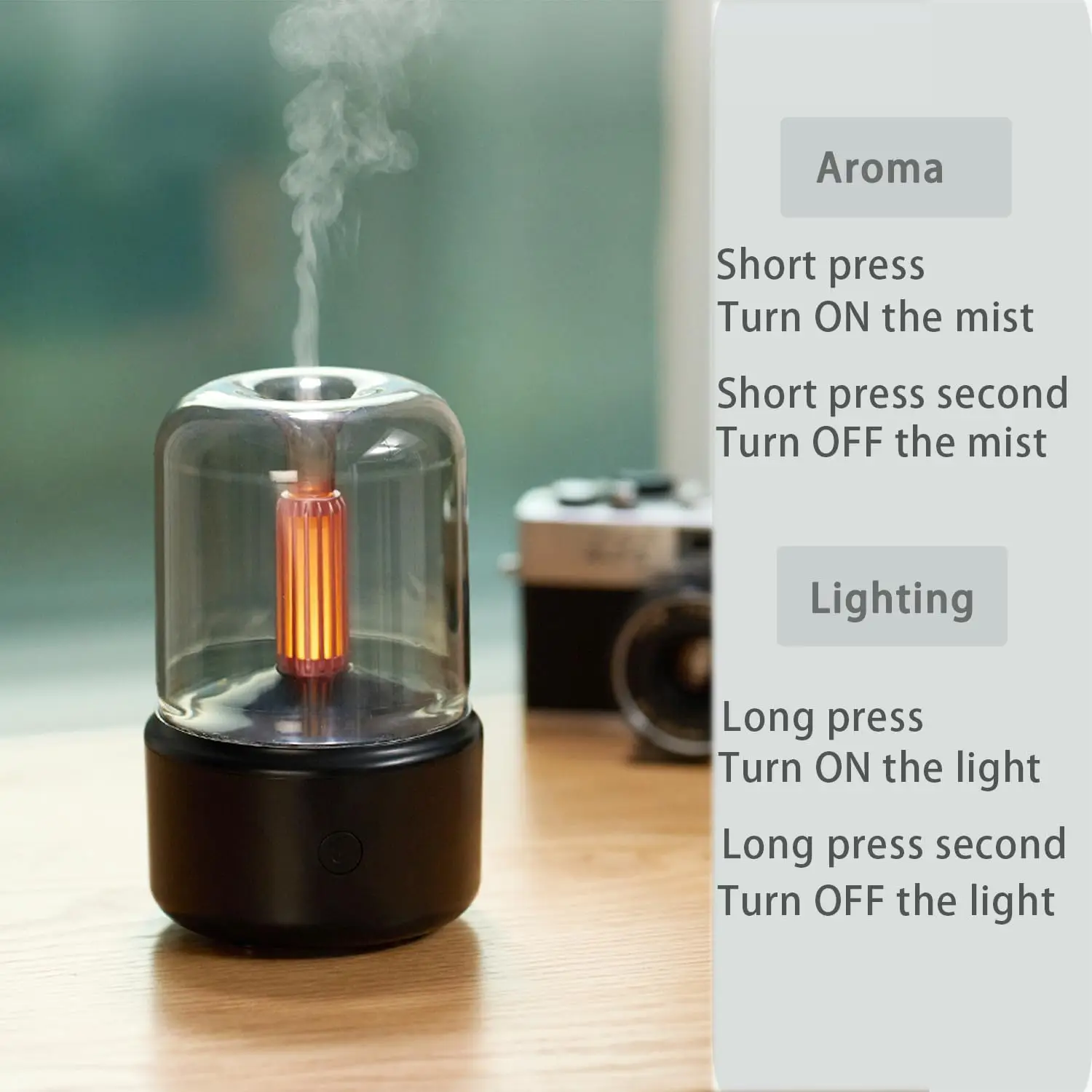 Essential Oil Aromatherapy Diffuser with Auto Shut-Off Function Ultrasonic Cool Mist Humidifier with Warm Lights for Home Office