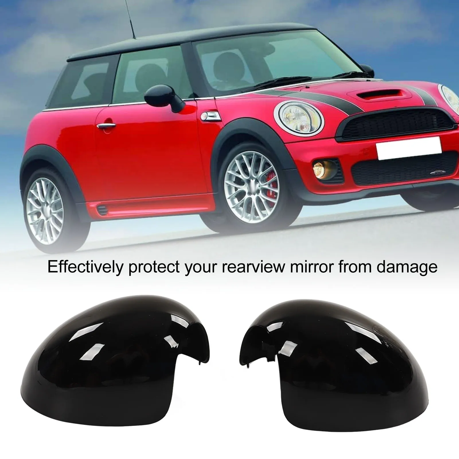 

Exterior Mirror Cover 2pcs Door Mirror Cover Left Right Glossy Black Replacement for R R6 R7 R9 R60 R61