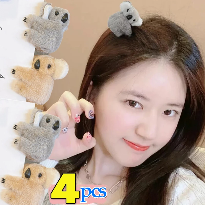 Cute Koala Hair Jaw Clips Lovely Small Hair Claw Hairclips Non-Slip Bangs Barrettes Cartoon Animal Mini Hair Pins Clamp Headwear