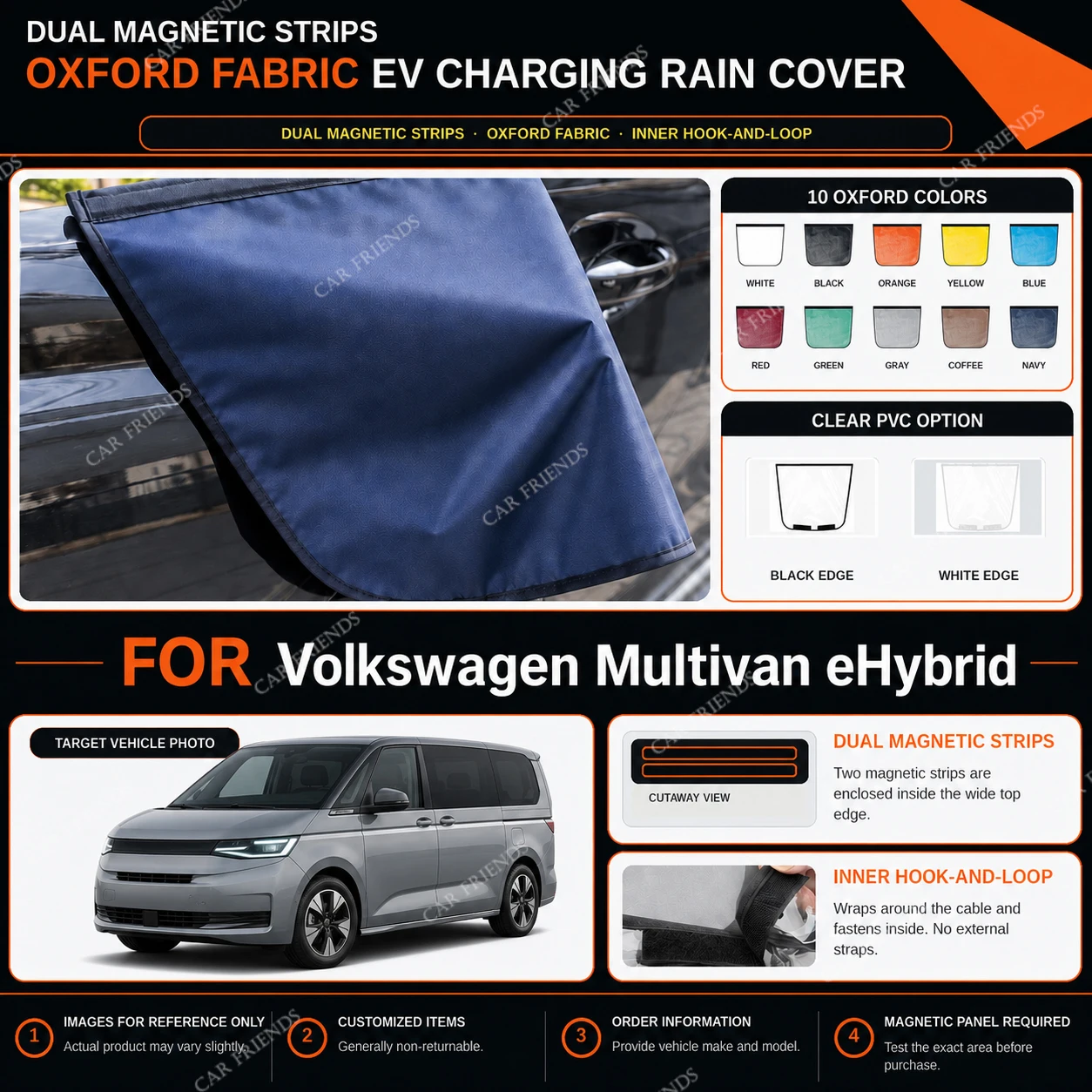 For Volkswagen Multivan eHybrid Custom Fit Full Car Cover Silver Coated Oxford Fabric Side Zipper Access UV Sun Dust Protection