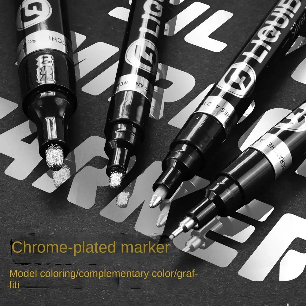 Convenient 1/2/3MM Chrome Mirror Marker Pen Graffiti Gold Silver Reflective Paint Pen Touch Up Marker Car