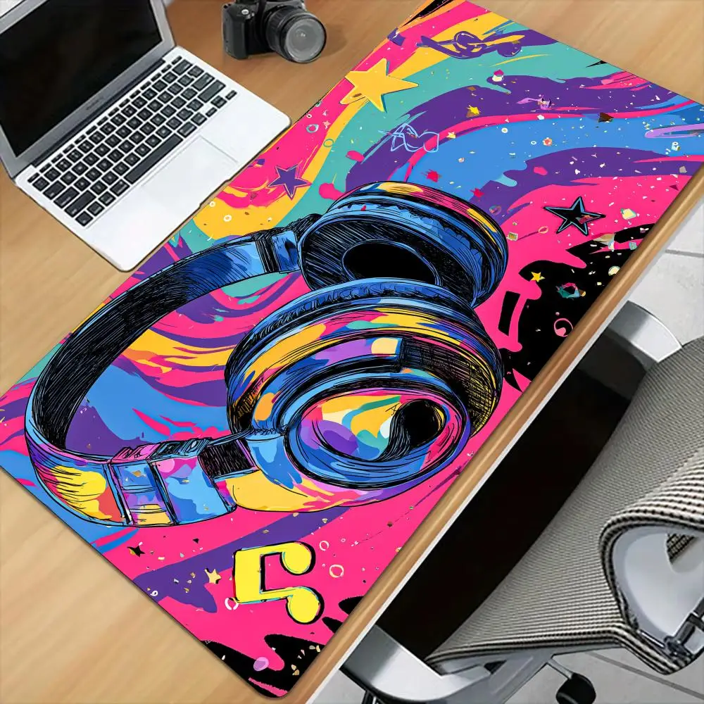 Trendy music headphones Mouse Pad Desk Mat with Stitched Edge XXL Mousepads Rubber Anti-slip Gamer Keyboard Rug Gaming Mats