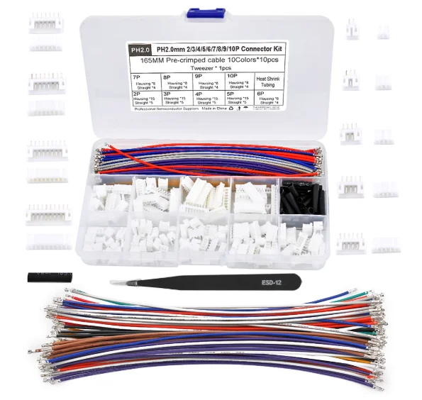 ชุดขั้วต่อแบบตรงพร้อมปลอกพลาสติก PH2.0MM ระยะห่าง 2345678910P พร้อมสายไฟ 165MM 10 สี