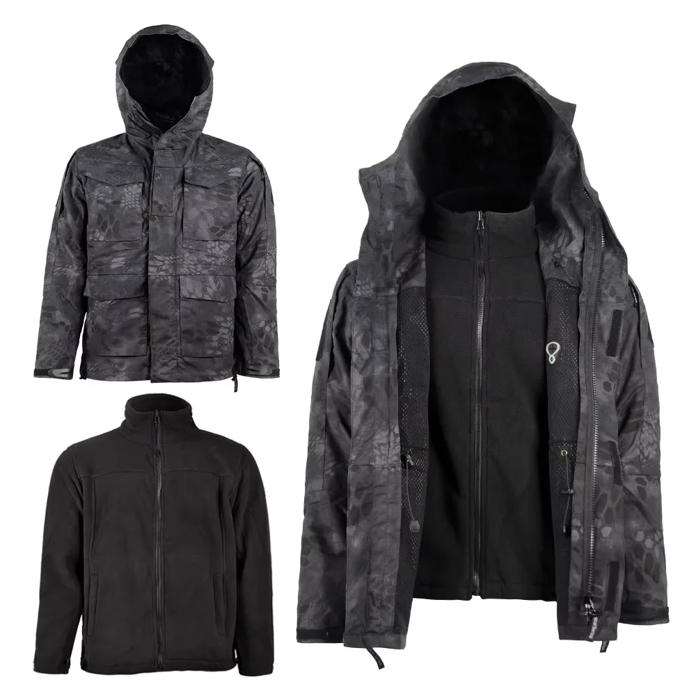

Winter Outerwear Fleece Camouflage Men's Parkas Combat Windbreaker Hunting Tactical Jacket For Men