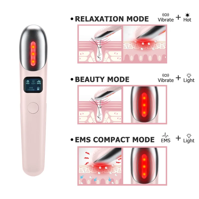 Masajeador de ojos electrónico EMS, terapia de fotones LED, compresa caliente, vibración, masaje ocular, antiojeras, arrugas, dispositivo de belleza, nuevo