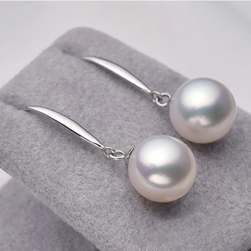 

Natural 8-9mm Pearl Earrings with Round White Pearls 925 Silver