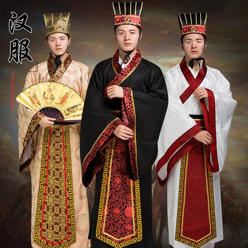 

Ancient Hanfu Men's Traditional Costume Tee s Zhuge Liang Chancellor Hanfu Mid-aged Men's Ethnic Clothing