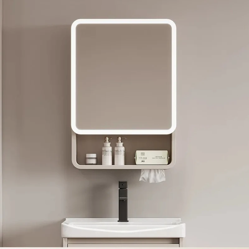 Space Saving Wall Mounted LED Mirror Cabinet Small Aluminum Bathroom Cabinet with Motion Sensor Tissue Drawer Adjustable Storage