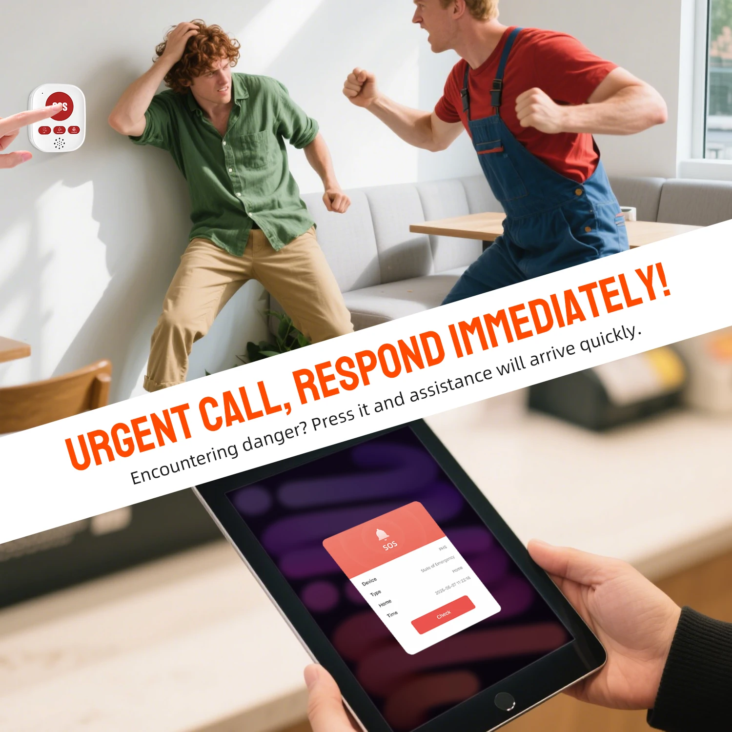 زر الذعر WiFi لكبار السن أجهزة تنبيه السقوط في حالات الطوارئ SOS إنذار الحياة مقدم الرعاية النداء تويا إشعار التطبيق الذكي