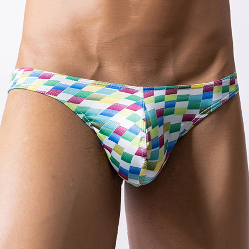 Tanga Sexy de tiro bajo para hombre, Bikini de corte alto, ropa interior lisa sin costuras, súper Mini calzoncillos de baño