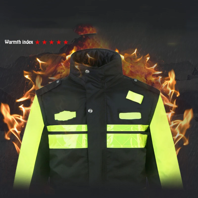 High Quality Mens Warm Coat Safety Reflective Thick Reflective Cotton Coat Windproof Outdoor Jacket