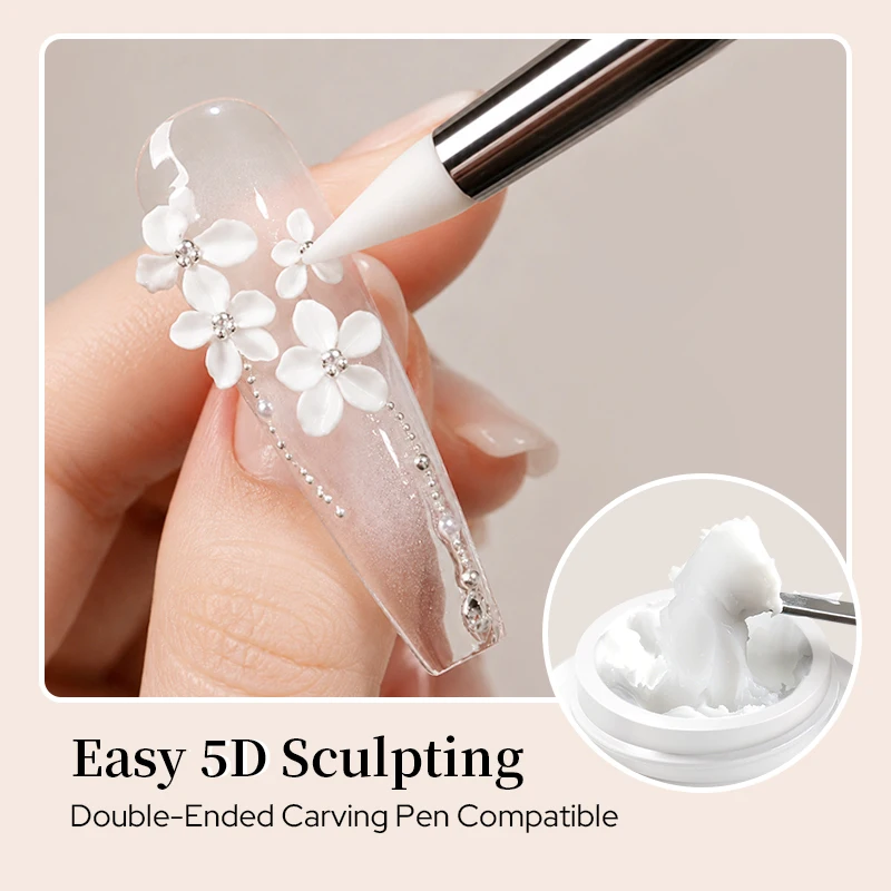 BORN PRETTY 5ml White 5D Sculpting Gel Clear Pearl White Non-Sticky Anti-Sagging High Plasticity For Nail Modelling Carving Diy