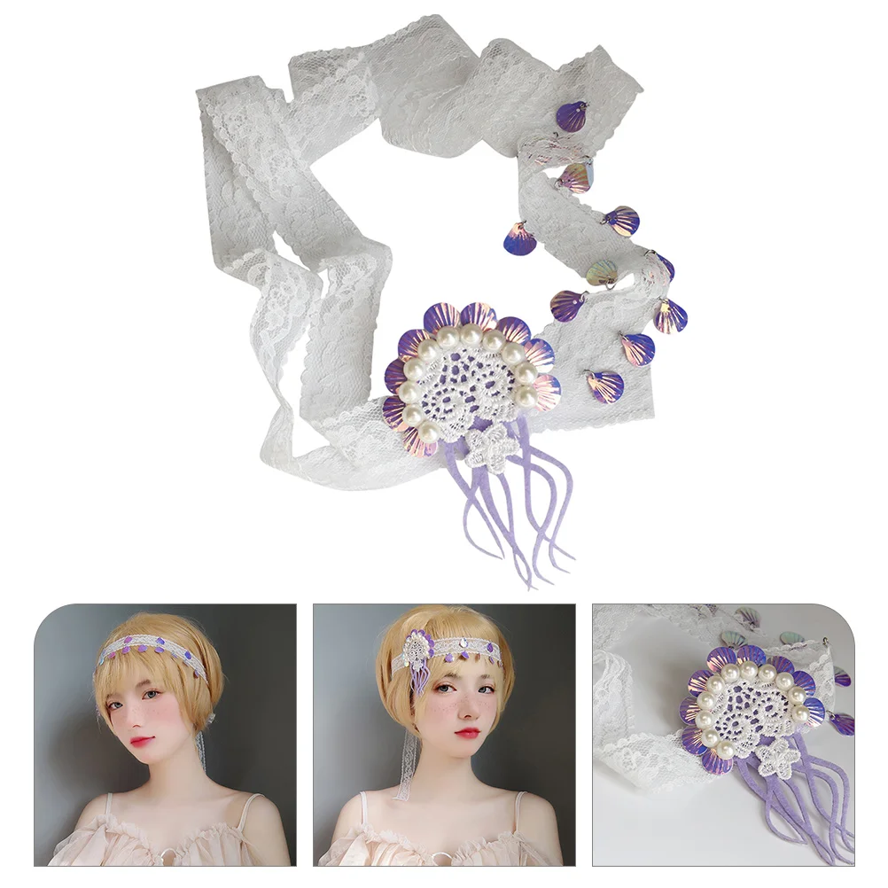 غطاء رأس الزفاف بتصميم قنديل البحر، عصابة رأس لؤلؤية مقلدة، ديكور شعر الزفاف الكلاسيكي، غطاء رأس العروس مناسب للسفر في الحفلات #3