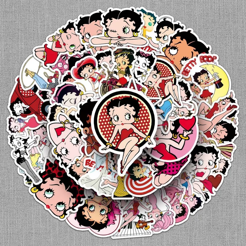 Betty Boop 50 stickers high color value cute high definition printing creative girl heart hand book graffiti decorative stickers view 2