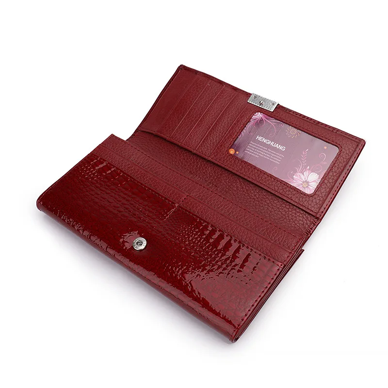 Western Cowhide Leather Hasp Phone Bag Women Wallet Fashion Large Capacity Card Holder Purse for Ladies