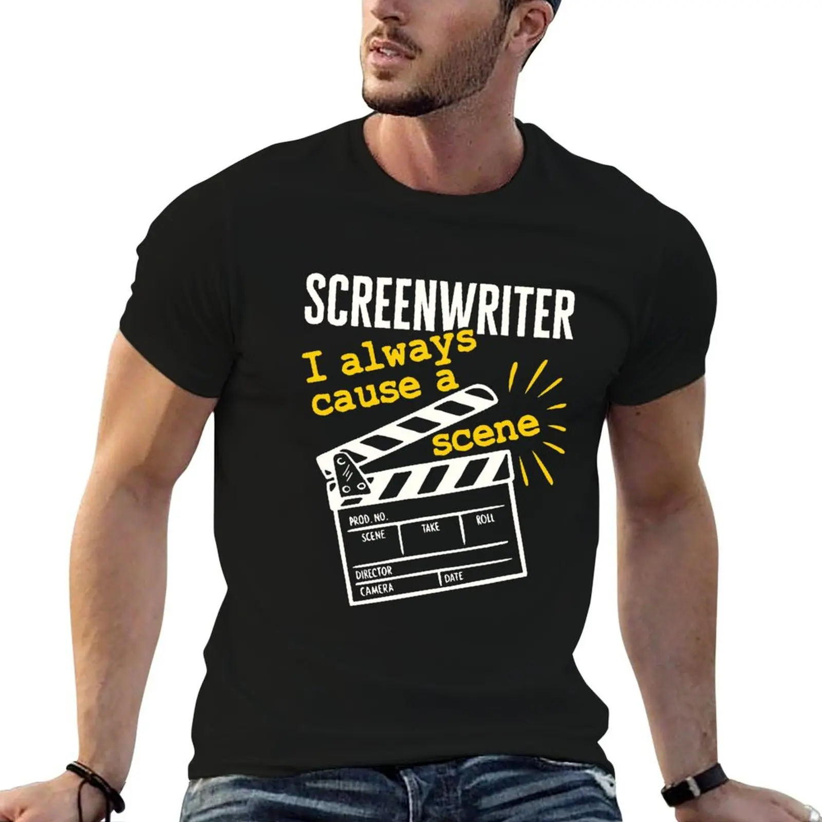 

Funny Screenwriter I Always Cause a Scene T-Shirt graphic t shirt vintage graphic tee shirt oversized tee shirts for men