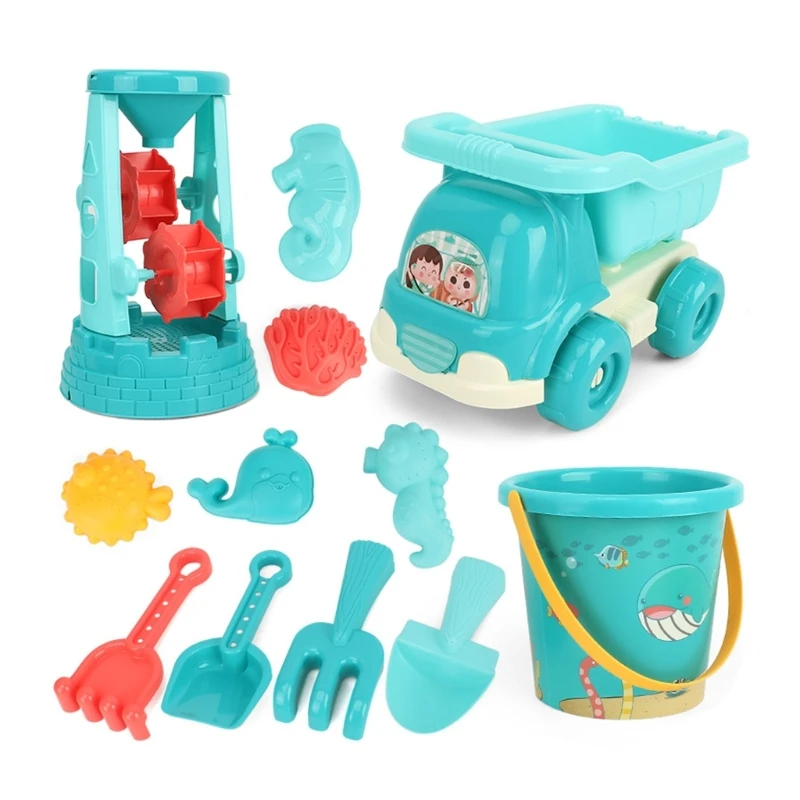 Kids Beach Sand Toy 12pcs Set Sand Molds, Beach Bucket Shovel Tool Kits Water Toy for Toddlers Kids Outdoor Indoor Gift