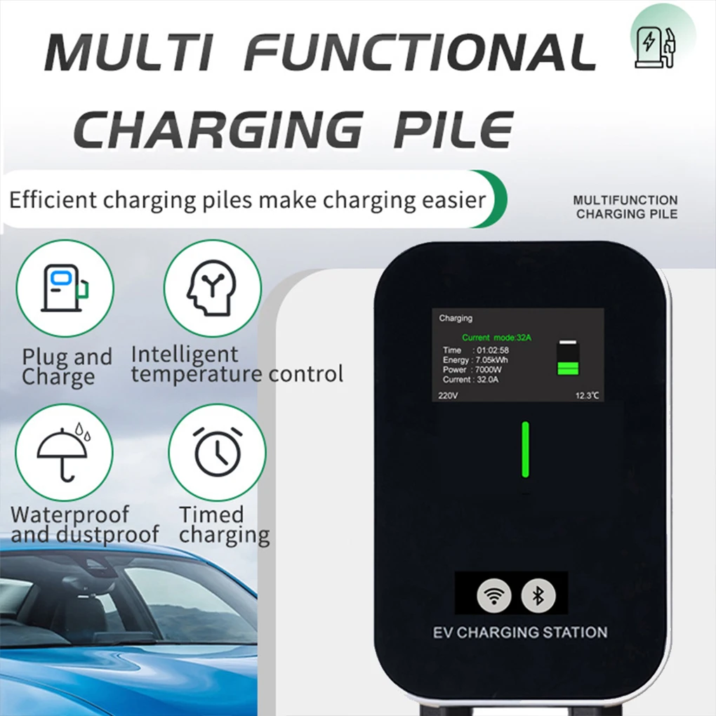 New Energy Electric Vehicle European Standard Charger Post Colourful Screen APP Bluetooth WIFI Version 1/3 Phase 7KW 11KW 22KW