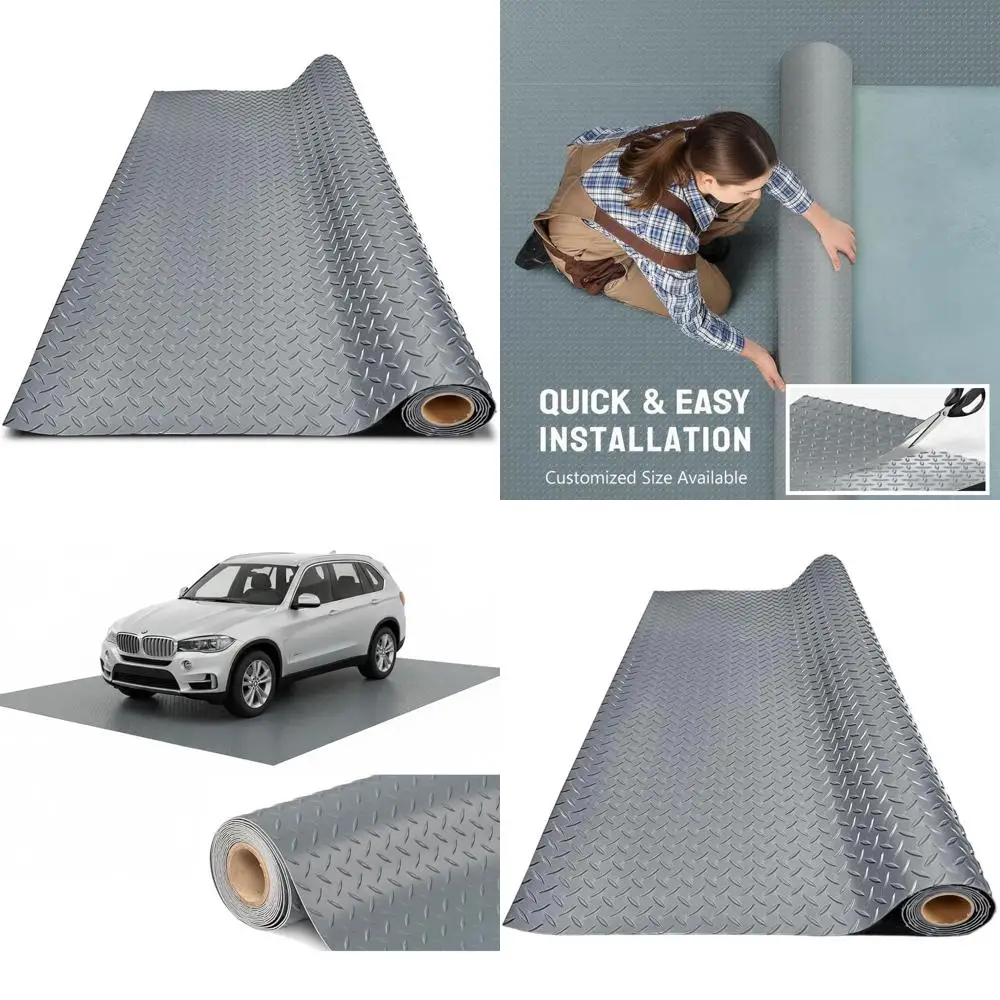 

Толстый ПВХ-коврик для пола гаража, сверхпрочный водонепроницаемый противоскользящий защитный коврик для автомобилей, прицепов, внедорожников, подвалов и спортзалов (серый) - 2 фута