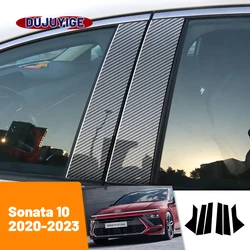For Hyundai Sonata 10 2020-2023 2021 2022 Carbon Fiber Window Door Column Deal B C Pillar Post Cover Trim Sticker