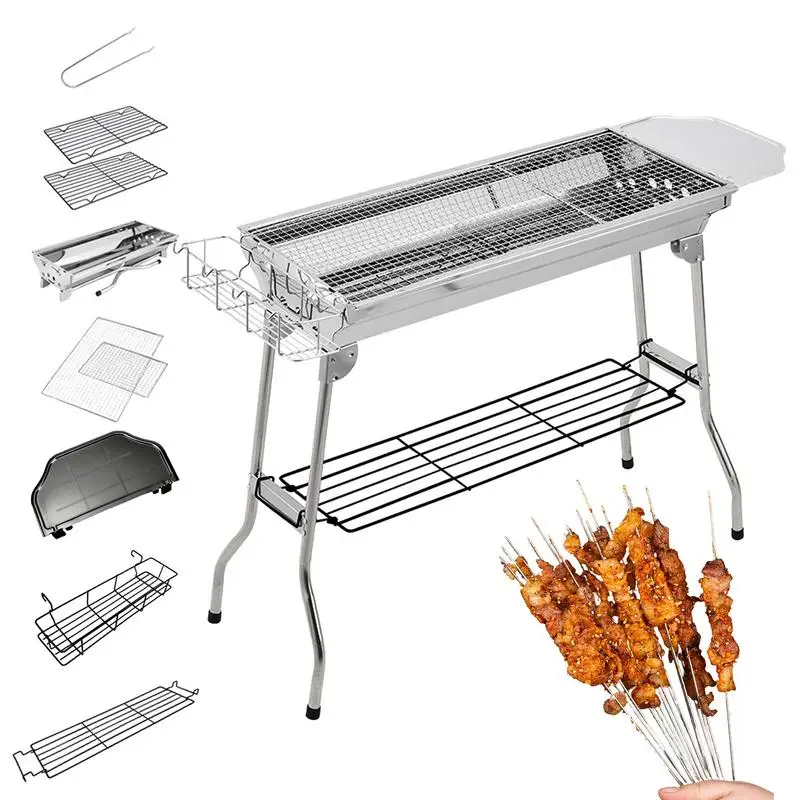 

Foldable Camping Grill Portable Camping Grill With Legs Large Removable BBQ Stainless Steel Camping Grill Mesh Barbecue Tool For