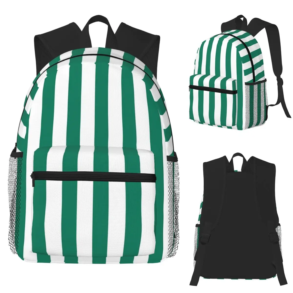 

Зеленый и белый студенческий рюкзак в вертикальную полоску, школьная сумка, походный дорожный рюкзак для мужчин и женщин, сумки на плечо
