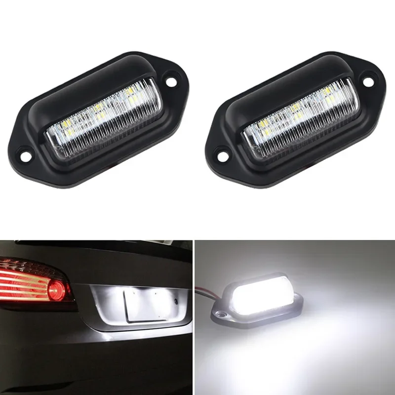 

6 LED Car Truck License Plate Lights Trunk Reading Lamp Universal License Taillight for RV Trailer Van Boat Side Lamp 500LM