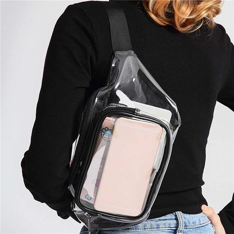 PVC Women Waist Fanny Pack Clear Transparent Chest Pouch Drifting Waterproof Mobile Phone Storage Bags