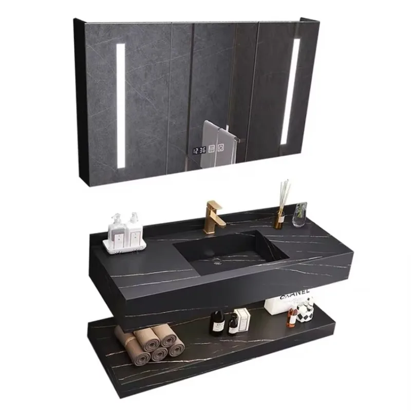 

Marble Pattern Sintered Solid Surface Wall Wash Basin Artificial Stone Marble Wall Hung Bathroom Basins Rectangular Square