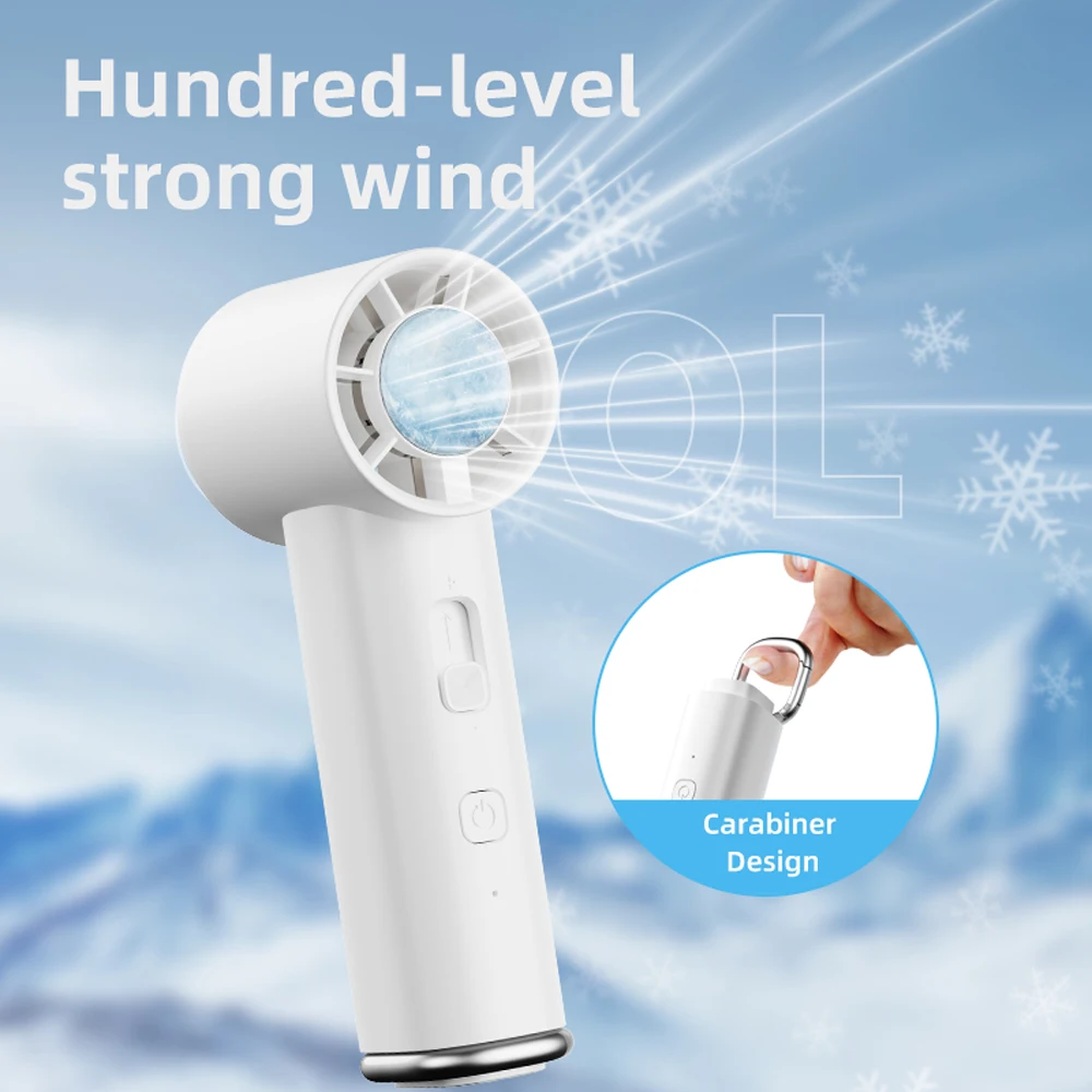 2026 High-Speed Brushless Motor Handheld Mini Fan USB Ice Cooling with 100-Speed Stepless Adjustment Portable for Outdoor