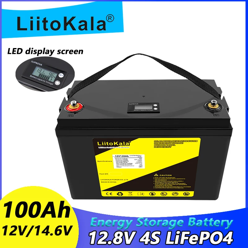 LiitoKala 12V 90Ah 100Ah 12.8V120Ah/150Ah/200Ah/240Ah/300Ah LiFePO4 Battery For RV Campers Golf Cart Off-Road Off-grid